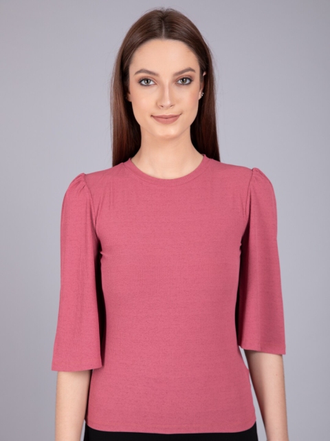 

CAMLA Women Pink Solid Flared Sleeve Regular Top