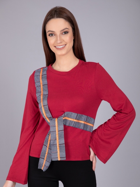 

CAMLA Maroon Solid Regular Top