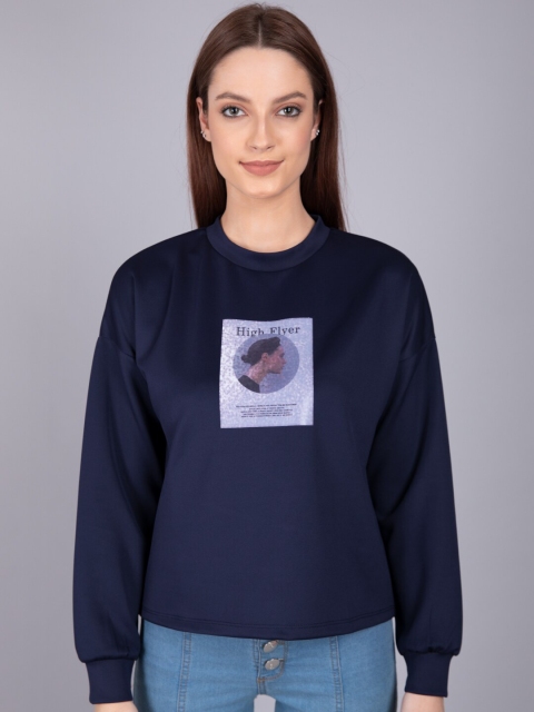 

CAMLA Navy Blue Graphic Printed Regular Top