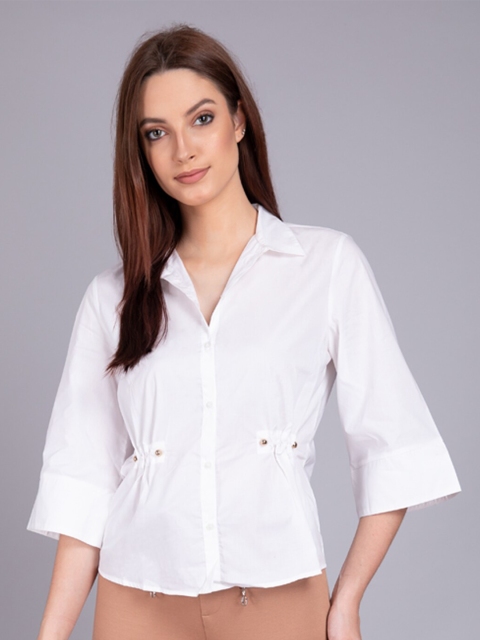 

CAMLA White Solid Shirt Style Top