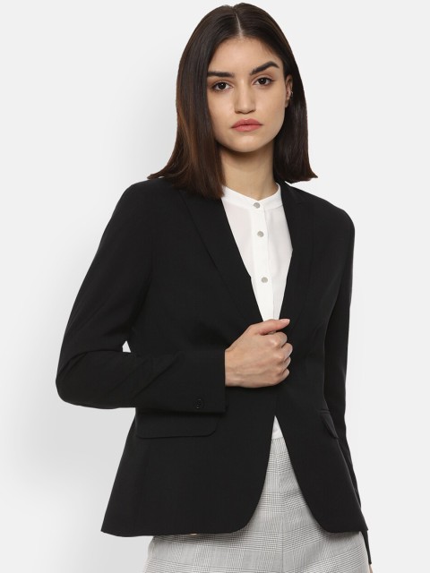

Van Heusen Woman Women Black Solid Single-Breasted Formal Blazer