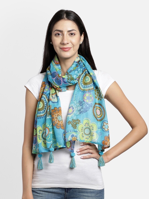 

Anekaant Women Blue & Green Printed Scarf