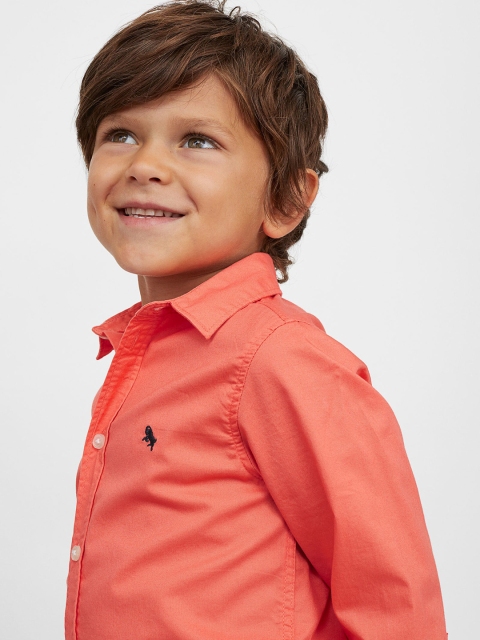 

H&M Boys Orange Solid Regular Fit Cotton shirt