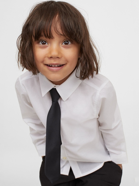 

H&M Boys White & Black Solid Shirt and Tie