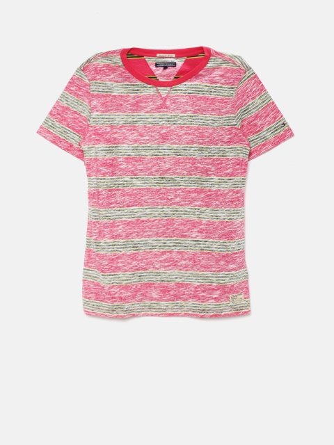 

Tommy Hilfiger Boys Pink Striped Round Neck T-shirt
