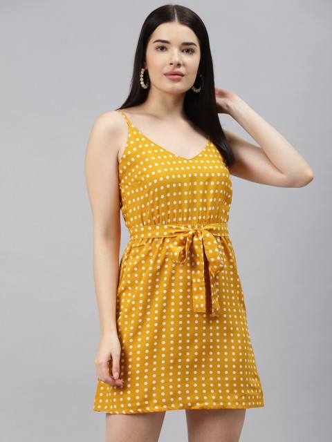 

SIRIKIT Mustard Yellow Crepe A-Line Mini Dress