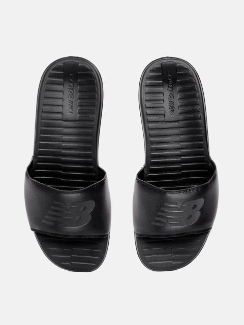 

New Balance Men Black Brand Logo Print Sliders