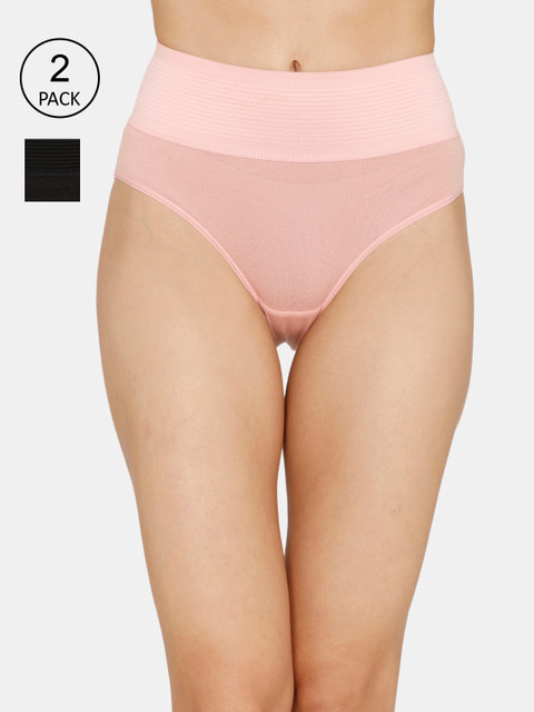

Zivame Women Pack Of 2 Solid Cotton Hipster Briefs ZI2385FASHAMULT, Pink