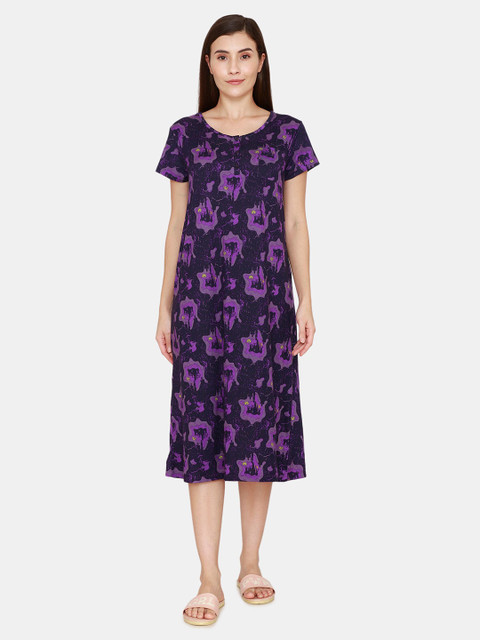 

Zivame Purple Printed Nightdress