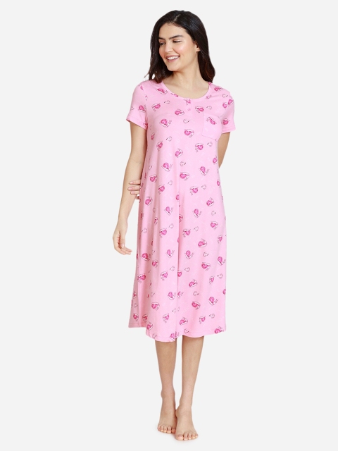 

Zivame Pink Printed Nightdress