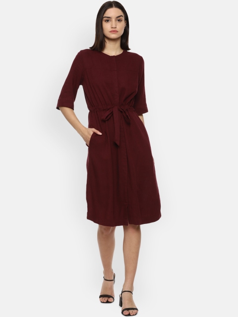 

Van Heusen Woman Maroon Solid T-shirt Dress