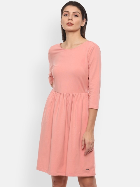 

Van Heusen Woman Pink Solid Fit & Flare Dress