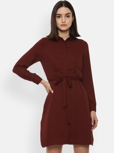 

Van Heusen Woman Maroon Solid Shirt Dress