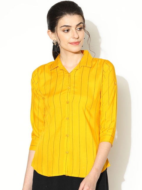 

V2 Value & Variety Women Yellow Opaque Striped Casual Shirt