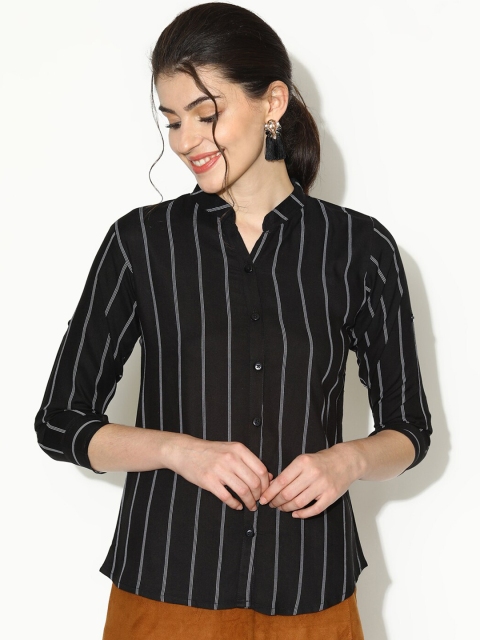 

V2 Value & Variety Women Black Striped Casual Shirt