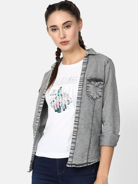 

V2 Value & Variety Women Grey Solid Casual Shirt
