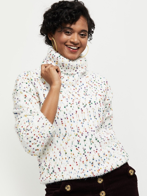 

max Women White & Blue Pullover
