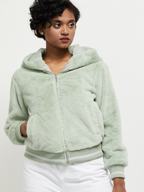 

max Women Green Hooded Cardigan