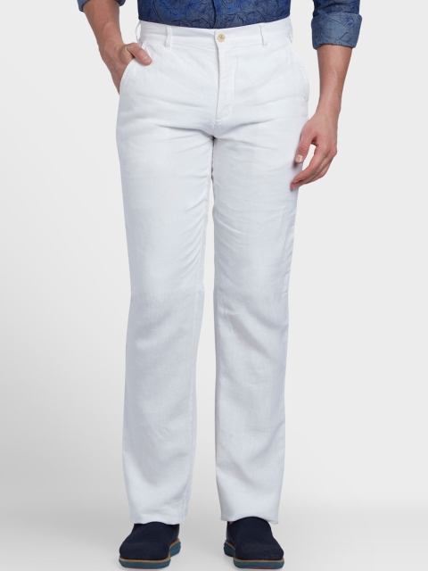 

ColorPlus Men White Linen Trousers