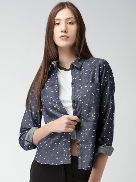 

Mast & Harbour Women Navy Printed Shirt, Navy blue