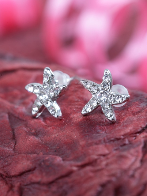 

DIVA WALK Silver-Toned Contemporary Studs Earrings