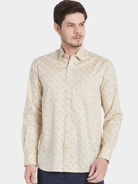 

ColorPlus Plus Size Men Beige Tailored Fit Opaque Printed Casual Shirt