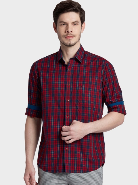 

ColorPlus Men Plus Size Red & Blue Tailored Fit Tartan Checks Casual Shirt