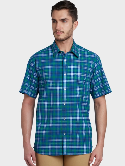 

ColorPlus Men Plus Size Green & Blue Tartan Checks Casual Shirt