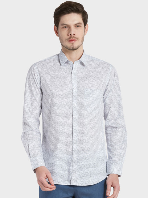 

ColorPlus Men Plus Size White Tailored Fit Opaque Printed Casual Shirt