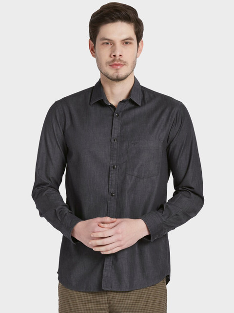 

ColorPlus Men Plus Size Black Tailored Fit Opaque Casual Shirt