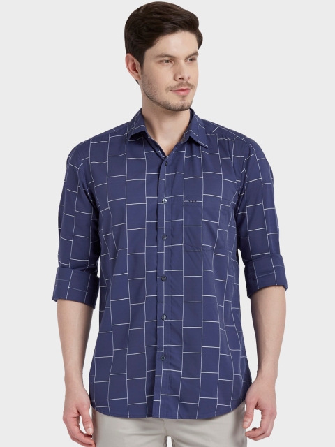 

ColorPlus Men Plus Size Blue Tailored Fit Opaque Checked Casual Shirt