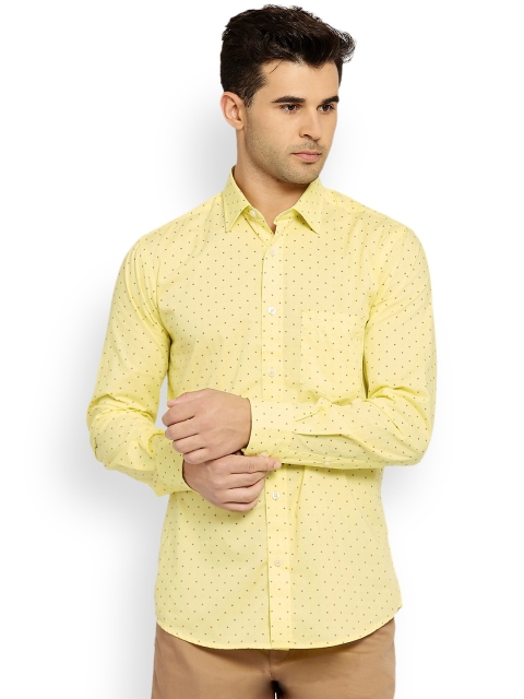 

ColorPlus Men Yellow Tailored Fit Opaque Printed Casual Shirt
