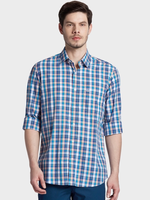 

ColorPlus Men Plus Size Blue Tailored Fit Opaque Checked Casual Shirt