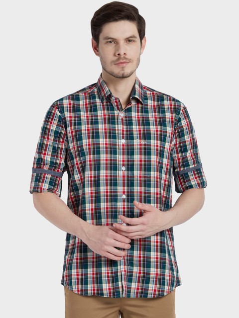 

ColorPlus Men Plus Size Multicoloured Tailored Fit Opaque Checked Casual Shirt, Multi