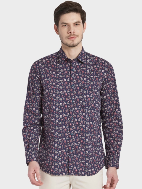 

ColorPlus Men Plus Size Blue Tailored Fit Floral Opaque Printed Casual Shirt