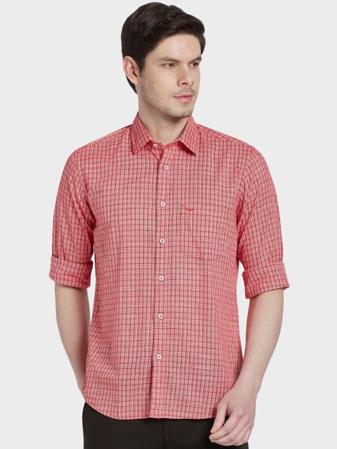 

ColorPlus Men Red Tailored Fit Opaque Checked Casual Shirt