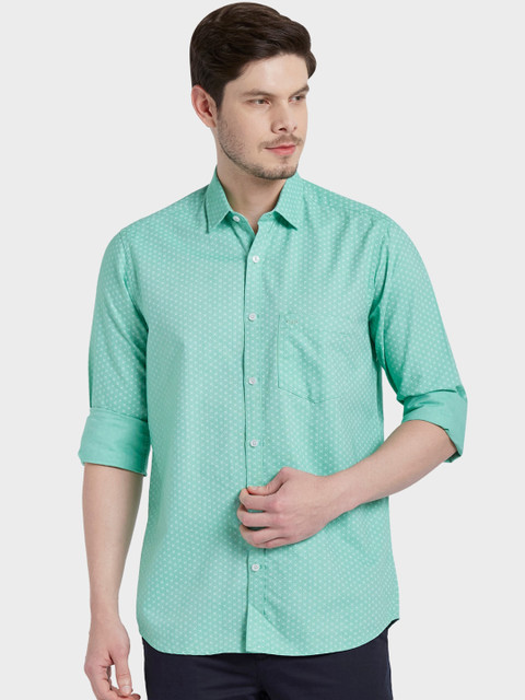 

ColorPlus Men Plus Size Green Tailored Fit Opaque Printed Casual Shirt