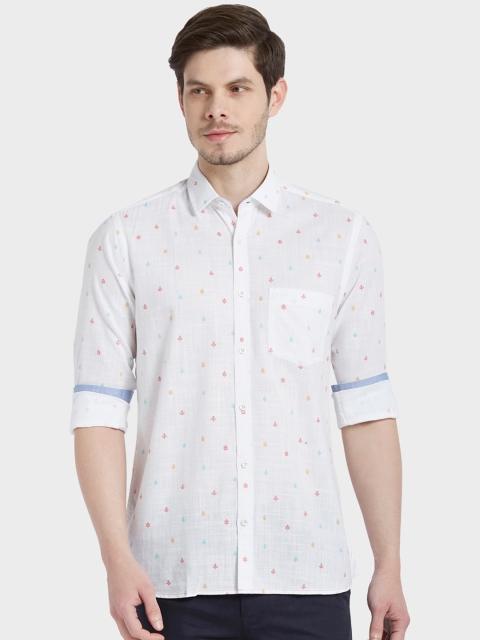 

ColorPlus Men Plus Size White Tailored Fit Opaque Printed Casual Shirt