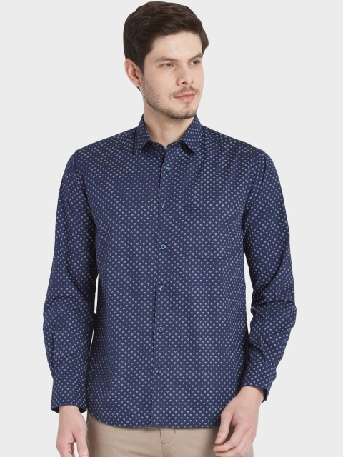 

ColorPlus Men Plus Size Blue Tailored Fit Opaque Printed Casual Shirt