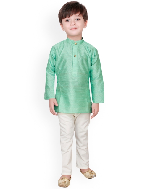

Ridokidz Boys Green & White Regular Kurta With Pyjamas
