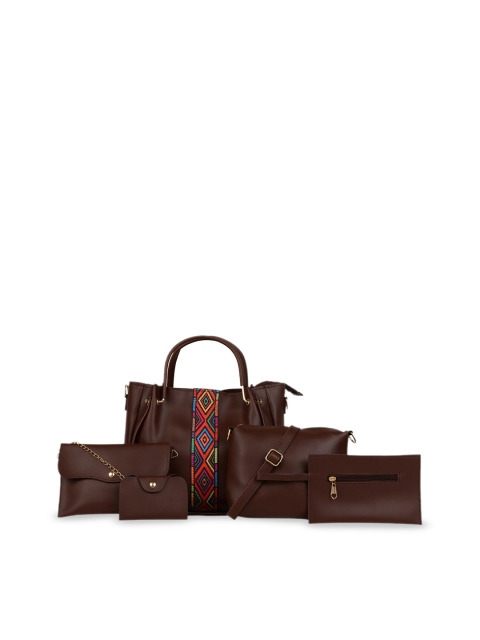 

Vivinkaa Set Of 5 Coffee Brown Structured Shoulder Bag