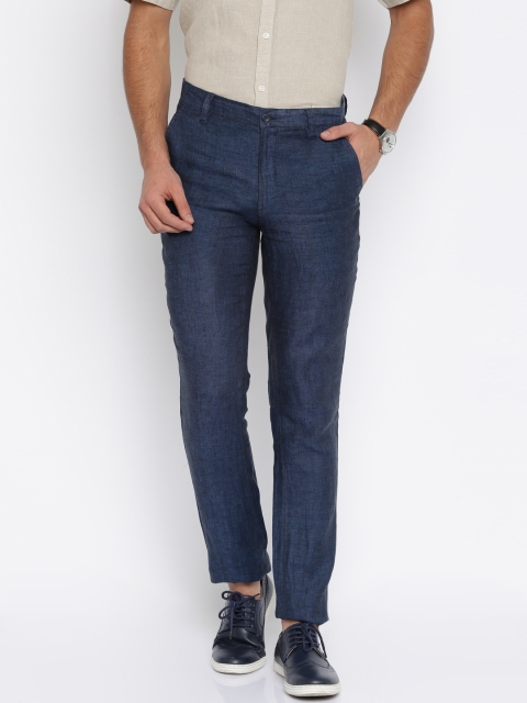

Lombard Men Blue Slim Fit Flat-Front Trousers