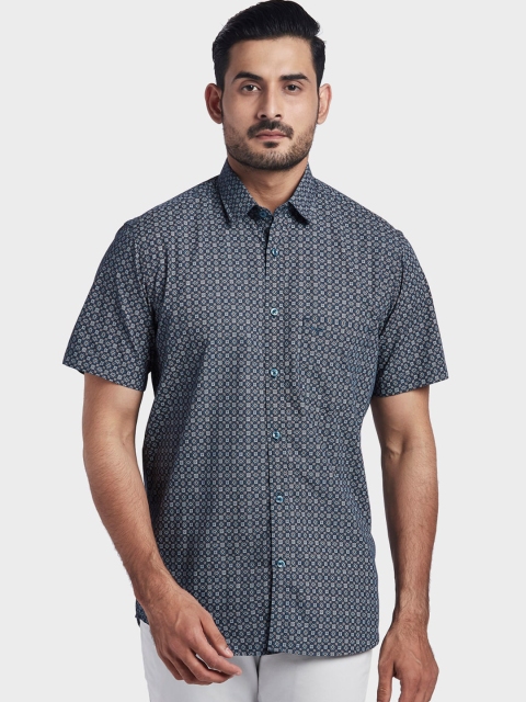 

ColorPlus Men Blue Tailored Fit Opaque Printed Casual Shirt