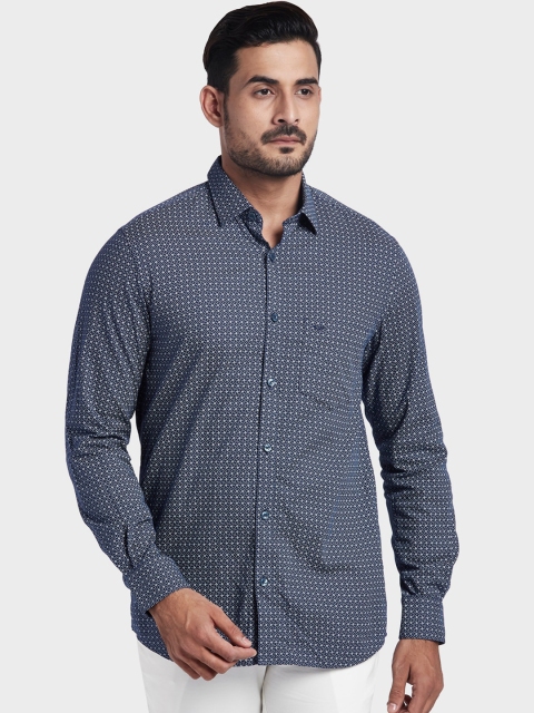 

ColorPlus Men Navy Blue Tailored Fit Floral Opaque Printed Casual Shirt