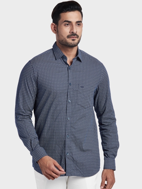 

ColorPlus Men Blue Tailored Fit Floral Opaque Printed Casual Shirt