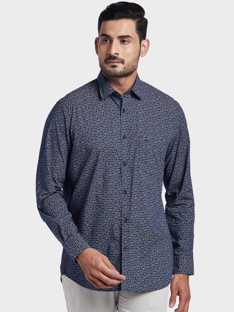 

ColorPlus Men Navy Blue Tailored Fit Opaque Printed Casual Shirt