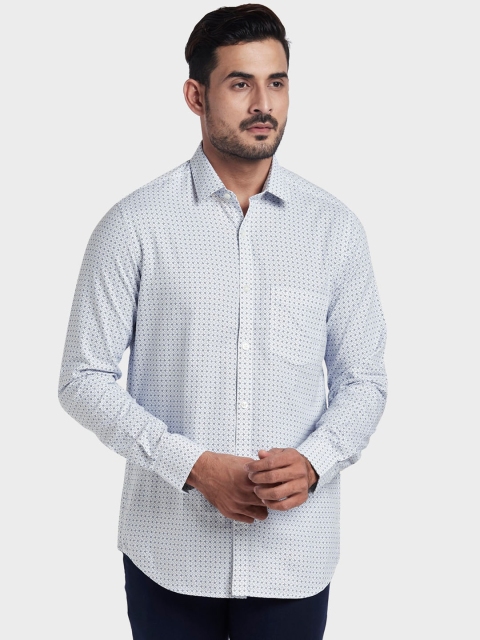 

ColorPlus Men White Tailored Fit Opaque Printed Casual Shirt
