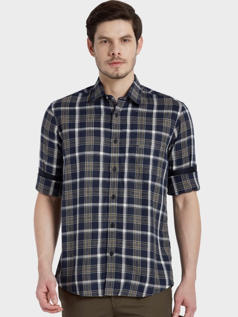 

ColorPlus Men Blue Tailored Fit Tartan Checks Opaque Checked Casual Shirt