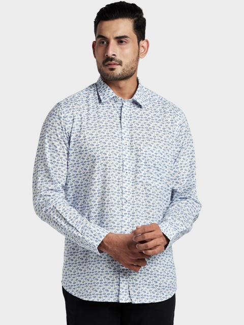 

ColorPlus Men Blue Tailored Fit Opaque Printed Casual Shirt