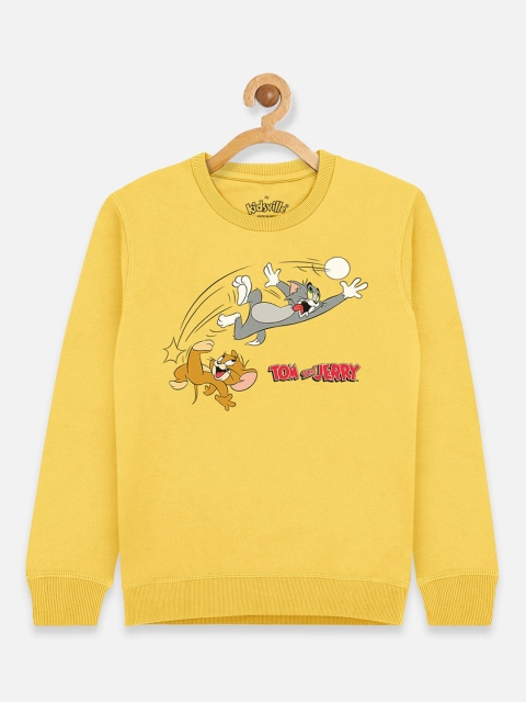 

Kids Ville Tom & Jerry Girls Yellow Printed Sweatshirt